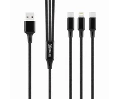OBAL:ME 3in1 AllConnect greito įkrovimo USB-A/USB-C, Lightning, Micro-USB kabelis 1.2m juodos spalvos