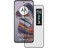 OBAL:ME 5D Apsauginis stiklas skirtas Motorola Edge 50 Neo su baltos spalvos rėmeliu