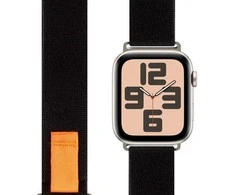 OBAL:ME Textile apyrankė skirta Apple Watch 42-49mm M-L juodos spalvos/oranžinės spalvos