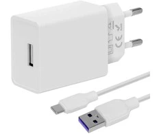 OBAL:ME laidinis įkroviklis USB-A 10W + USB-A/USB-C kabelis 1m baltos spalvos
