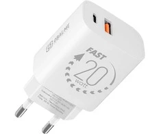 OBAL:ME laidinis įkroviklis USB-A + USB-C 20W baltos spalvos