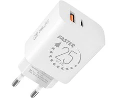 OBAL:ME laidinis įkroviklis USB-A + USB-C 25W baltos spalvos