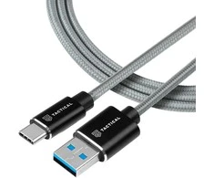 Tactical Fast Rope Kevlar kabelis USB-A/USB-C 0.3m pilkos spalvos