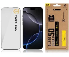 Tactical apsauginis stiklas Shield 5D skirtas Apple iPhone 16 Pro Max su juodos spalvos krašteliu