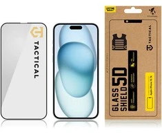 Tactical apsauginis stiklas Shield 5D skirtas Apple iPhone 15 su juodos spalvos krašteliu