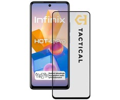 Tactical apsauginis stiklas Shield 5D skirtas Infinix Hot 40 Pro su juodos spalvos krašteliu