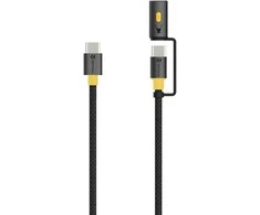 Tactical Stinger kabelis su žibintuvėliu USB-C/USB-C 1,5m juodos spalvos
