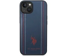 Dėklas Us Polo Assn JAV polo USHCP14MPFAV Apple iPhone 14 Plus / 15 Plus 6.7" tamsiai mėlynas odinis dygsnis