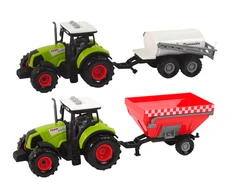 Duży Lean Toys Ūkininko traktorių rinkinys su 2 priekabomis