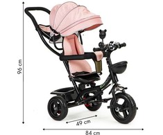 Ecotoys Triratukas su pasukama sėdyne Eco Toys, rožinis