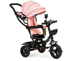 Ecotoys Triratukas su pasukama sėdyne Eco Toys, rožinis
