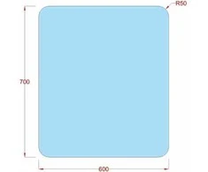 Mirrorsled Skaidrus veidrodis su LED galiniu apšvietimu 600x700 (apvalinti kampai) + mygtuku