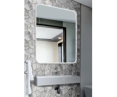 Mirrorsled Skaidrus veidrodis su LED galiniu apšvietimu 800x1000 (apvalinti kampai) + mygtuku