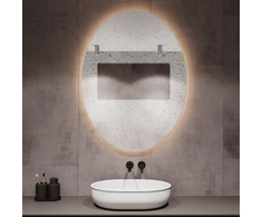 Mirrorsled Skaidrus veidrodis su LED galiniu apšvietimu 600x1000 (ovalas) + mygtuku