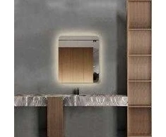 Mirrorsled Skaidrus veidrodis su LED galiniu apšvietimu 600x700 (apvalinti kampai)