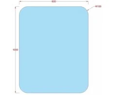 Mirrorsled Skaidrus veidrodis su LED galiniu apšvietimu 800x1000 (apvalinti kampai) + mygtuku