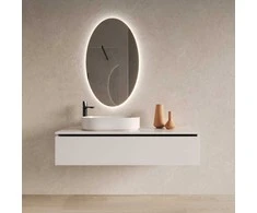 Mirrorsled Skaidrus veidrodis su LED galiniu apšvietimu 600x1000 (ovalas) + mygtuku