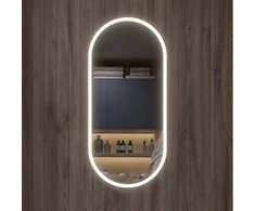 Mirrorsled Skaidrus veidrodis su LED priekiniu apšvietimu 450x1000 (15mm) piliulė + mygtuku