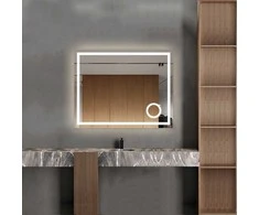 Mirrorsled Skaidrus veidrodis su LED priekiniu apšvietimu 800x1000 ir didinamuoju veidrodėliu