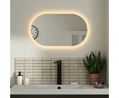 Mirrorsled Skaidrus veidrodis su LED priekiniu apšvietimu 600x1000 (30mm) piliulė + mygtuku