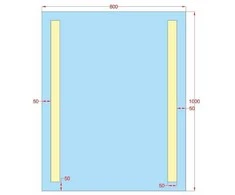 Mirrorsled Skaidrus veidrodis su LED priekiniu apšvietimu 800x1000 (statūs kampai, juostos) + mygtuku