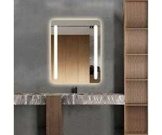 Mirrorsled Skaidrus veidrodis su LED priekiniu apšvietimu 800x1000 (apvalinti kampai, juostos)