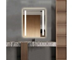 Mirrorsled Skaidrus veidrodis su LED priekiniu apšvietimu 800x1000 (statūs kampai, juostos)