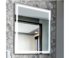 Mirrorsled Skaidrus veidrodis su LED priekiniu apšvietimu 600x700 (atitrauktas matinimas 20mm) + mygtuku
