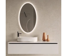 Mirrorsled Skaidrus veidrodis su LED priekiniu apšvietimu 600x1000 (30mm) ovalas + mygtuku