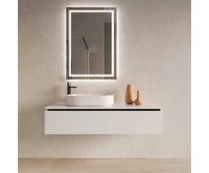 Mirrorsled Skaidrus veidrodis su LED priekiniu apšvietimu 800x1000 (statūs kampai) + mygtuku