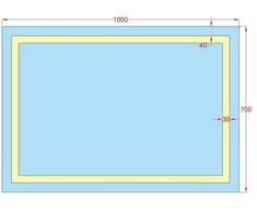Mirrorsled Skaidrus veidrodis su LED priekiniu apšvietimu 1000x700 (statūs kampai, 30mm) + mygtuku
