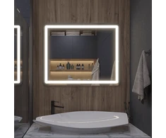 Mirrorsled Skaidrus veidrodis su LED priekiniu apšvietimu 1000x700 (apvalinti kampai, 30mm) + mygtuku