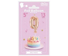 Folijinis balionas 13 cm ant pagaliuko numeris 0 auksinė GODAN BC-5RZ0