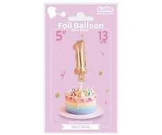 Balon foliowy 13 cm na patyku cyfra 1 auksinė GODAN BC-5RZ1