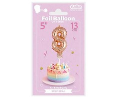 Balon foliowy 13 cm na patyku cyfra 8 auksinė GODAN BC-5RZ8