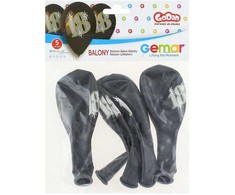 GMR Balony lateksowe su nadrukiem 18 juoda - 30 cm - 5 vnt. universalus
