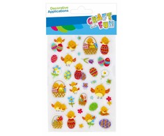 Craft With Fun Velykų dekoratyviniai lipdukai su viščiukais, 34 vnt.
