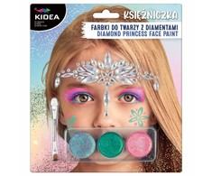 Kidea Dažai veidui "princesė" 3 spalvos su blizgučiais ir aplikatoriumi