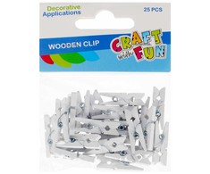 Dekoracija iš medžio CRAFT with FUN Wooden Clips, 25x8 mm, 25 vnt., baltos sp.