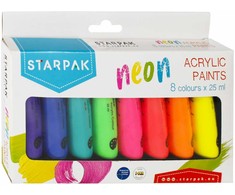 Starpak Akriliniai neoniniai dažai, 8 x 25 ml.