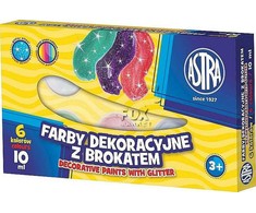Astra dekoratyviniai dažai su blizgučiais 6 spalvos - 10 ml
