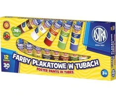 Plakatų dažai, 12 spalvų, 30 ml tūbelė, ASTRA 83110901