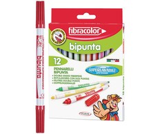 "Bipunta" rašikliai su dvigubu smaigaliu 12 spalvų Fibracolor