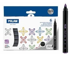 MILAN BRUSH METALIC markeriai, 6 spalvos, kartoninėje pakuotėje