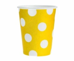 GoDan Popieriniai puodeliai geltoni su baltais taškeliais, 6vnt., 270ml