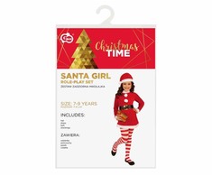 GoDan Rinkinys Santa Girl Role-Play (kepurė, suknelė, diržas, kojinės), dydis 7-9 metai