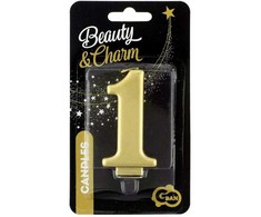 GoDan žvakė numeris 1, metalinė auksinė, 8,0 cm PF-SCZ1