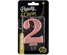 GoDan Žvakė Nr. 2, metalinė rožinė ir auksinė, 8,0 cm PF-SCRZ2