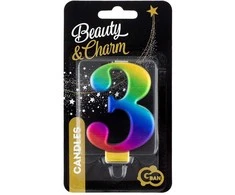 GoDan Gimtadienio žvakė "3", daugiaspalvė 8cm