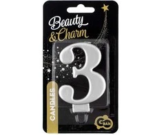 GoDan Žvakė numeris 3, metalinis sidabras, 8,0 cm PF-SCS3